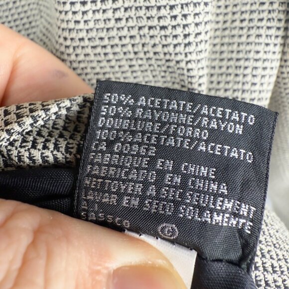 KASPER for A.S.L. Vintage Micro-Houndstooth Gray Long Blazer Jacket Size10 - Picture 12 of 13